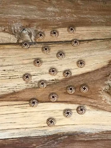 20 Small Brown Acrylic Beads with Woolknot Pattern