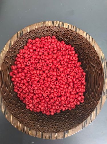 50 grams Coral Red Glass Size 8 seed beads
