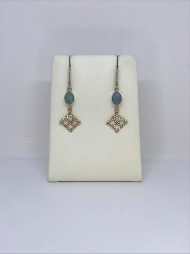 Turquoise Celtic Square 925 Silver Earrings