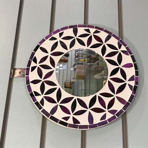 Purple Flower Of Life Mosaic Tile Wall Mirror 30cm 12 Inches