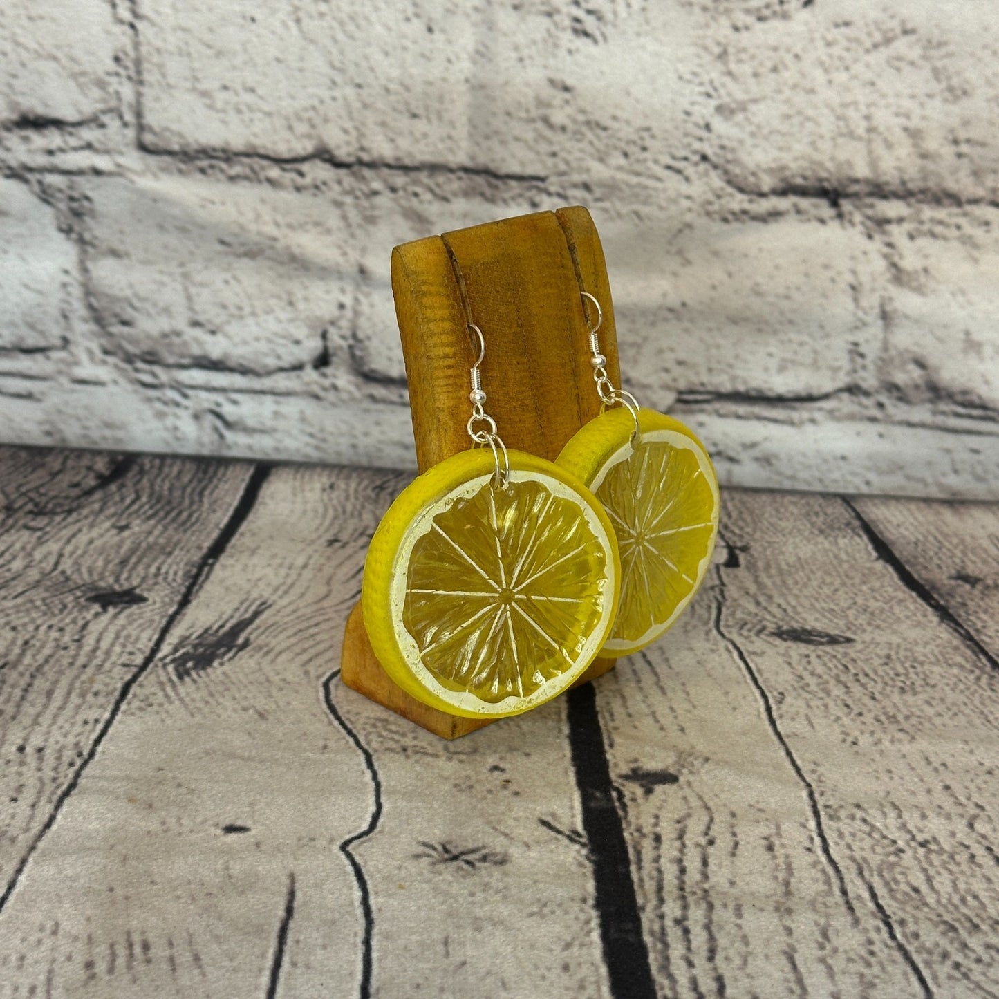 Lemon Slices Plastic Novelty Party Dangle Drop Earrings Handmade UK Jewellery2