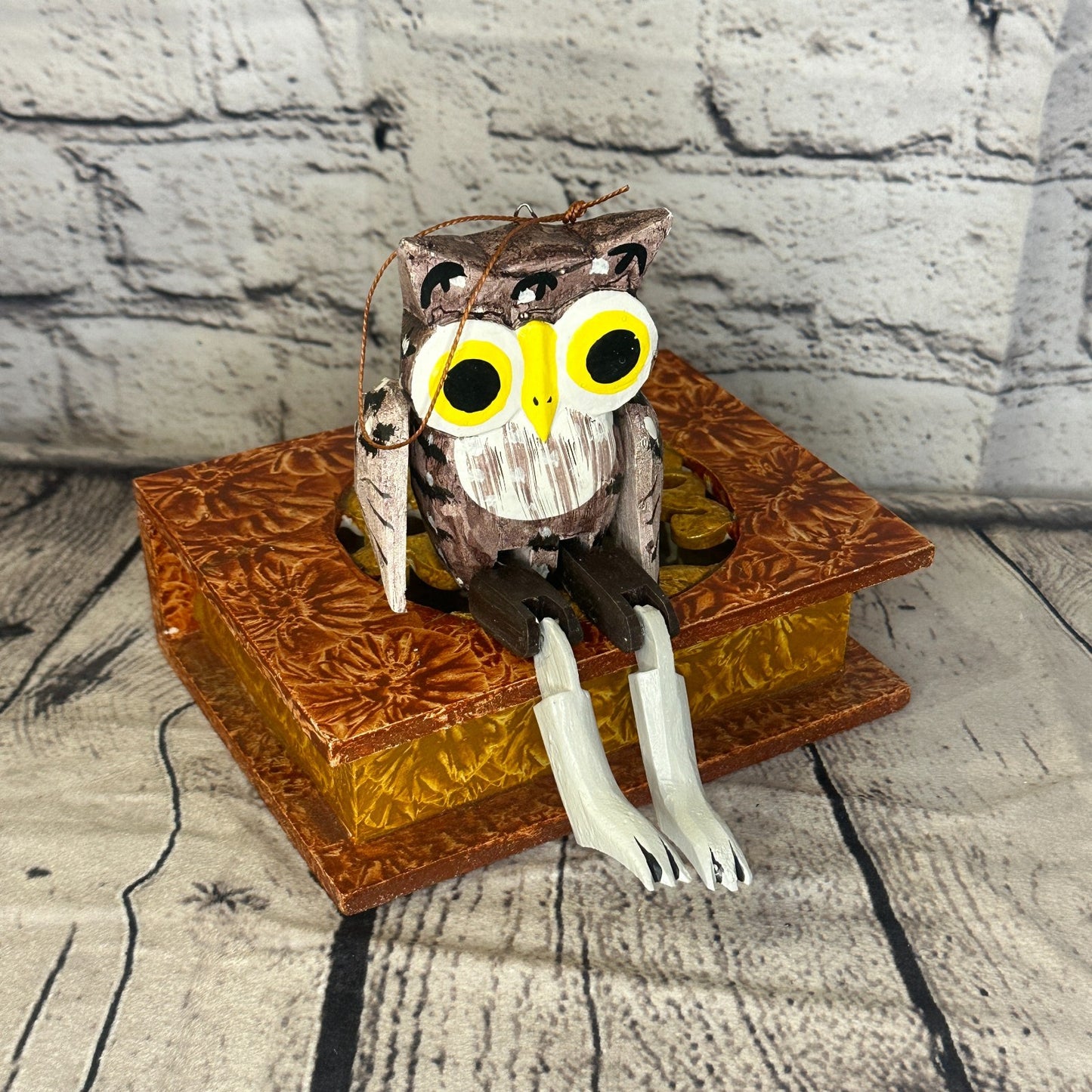 10cm Bright Owl Sitting Animal, Wooden Shelf Ornament Handmade and Fairtrade8