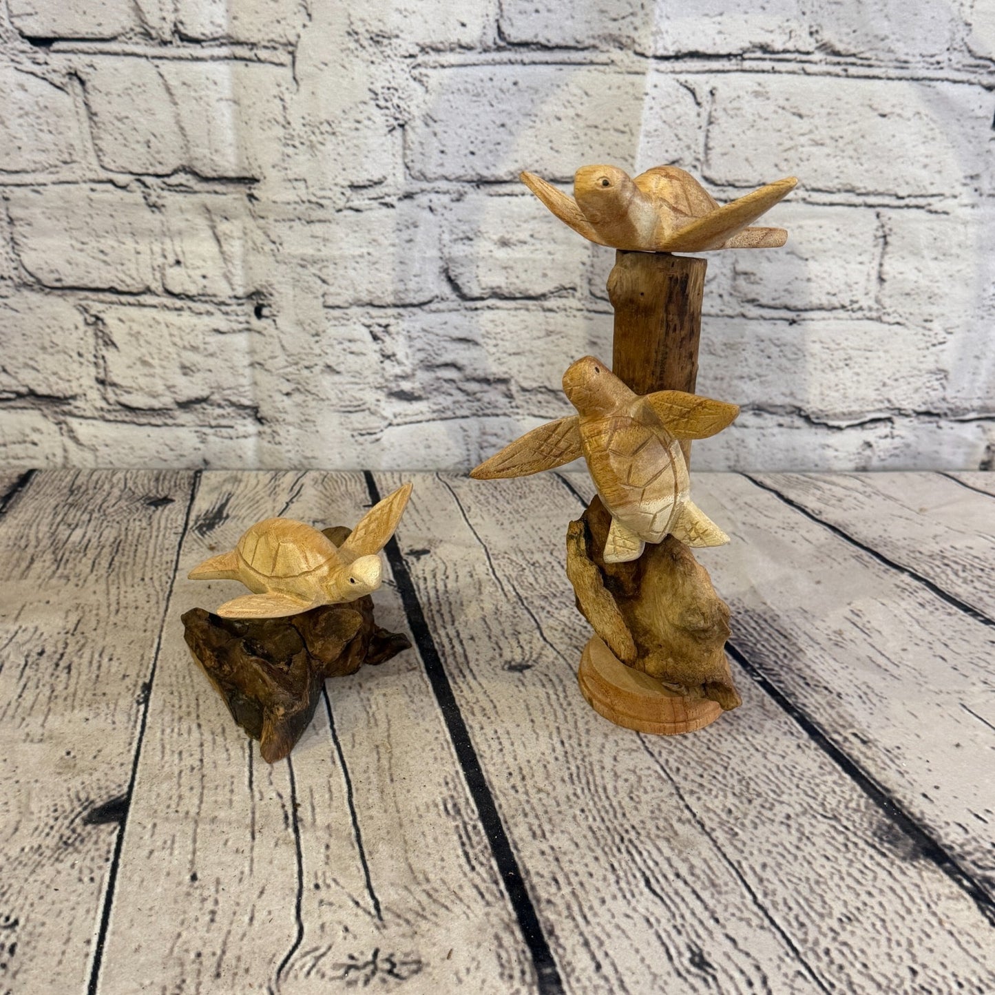 20cm Double Turtle Mushroom Parasite Ornament Natural Carving Fairtrade Wooden7