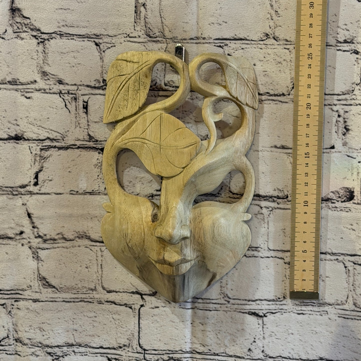 25cm Wooden Soulmate Mask Wall Art Hibiscus Wood Hand Carved Fair Trade Design 64