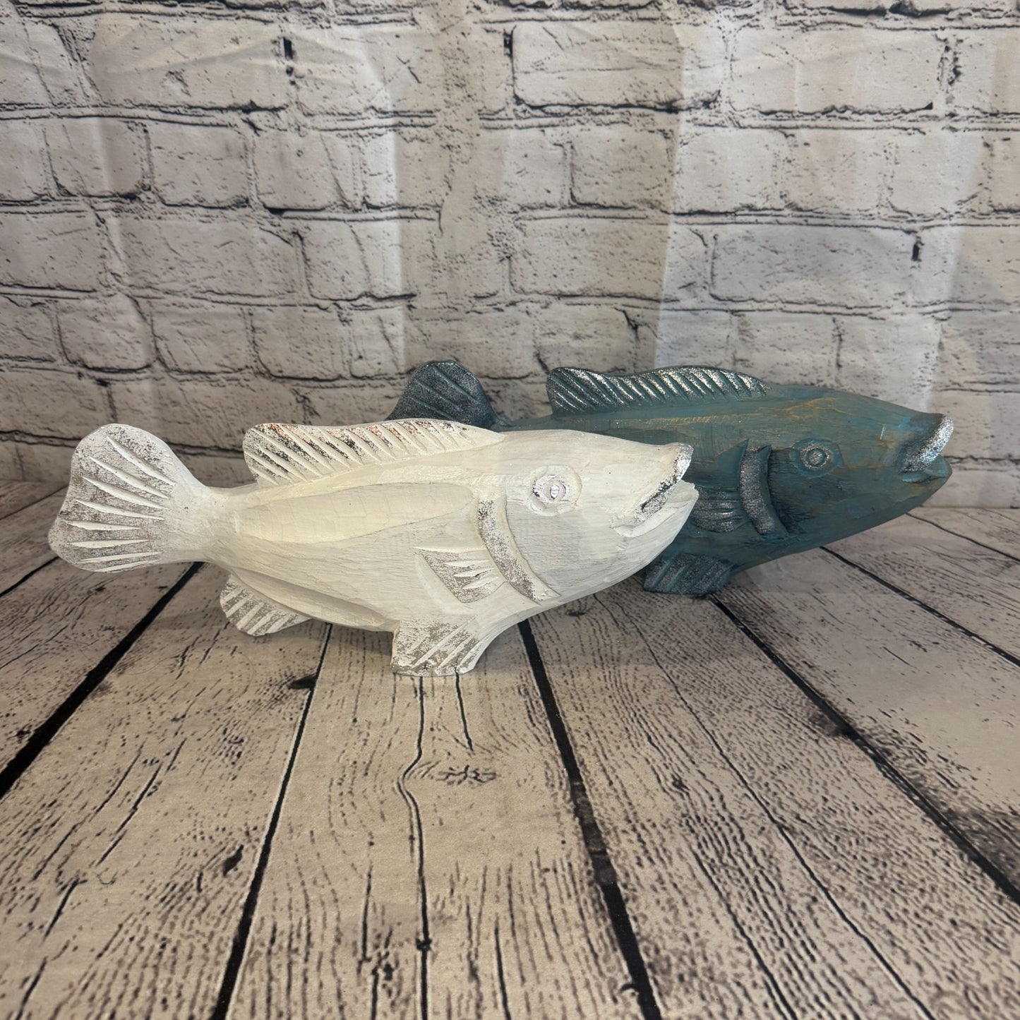 30cm x 15cm Trout Silver Blue Fish Wood Coastal Ocean Bathroom Decoration8
