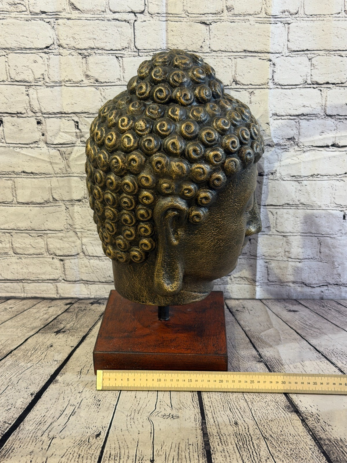 Bronze 55cm x 25cm Thai Buddha Head Peaceful On Base Statue Resin Hindu7