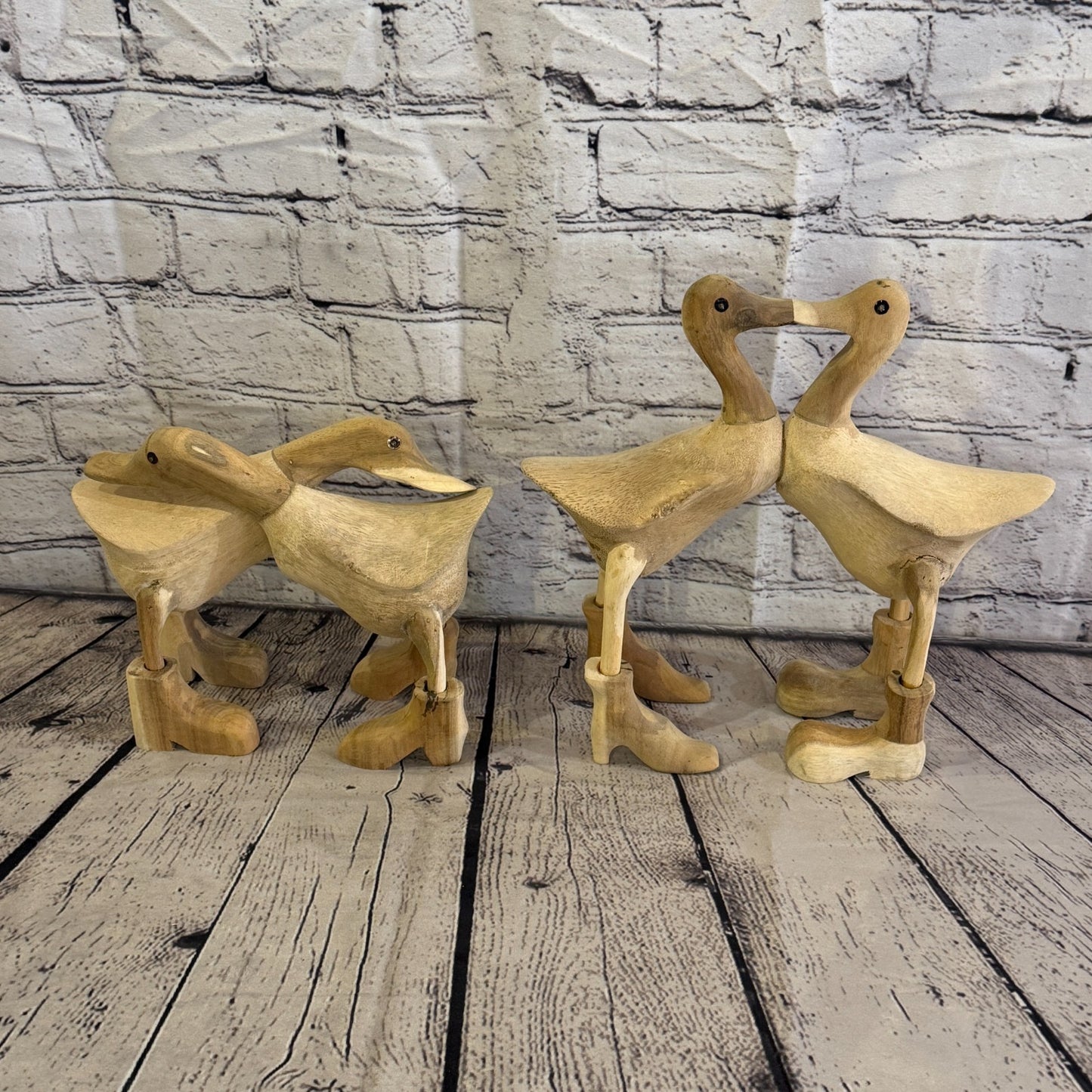 25cm x 30cm Wooden Kissing Duck Bamboo Root Romantic Vintage Rustic Funny Gift7