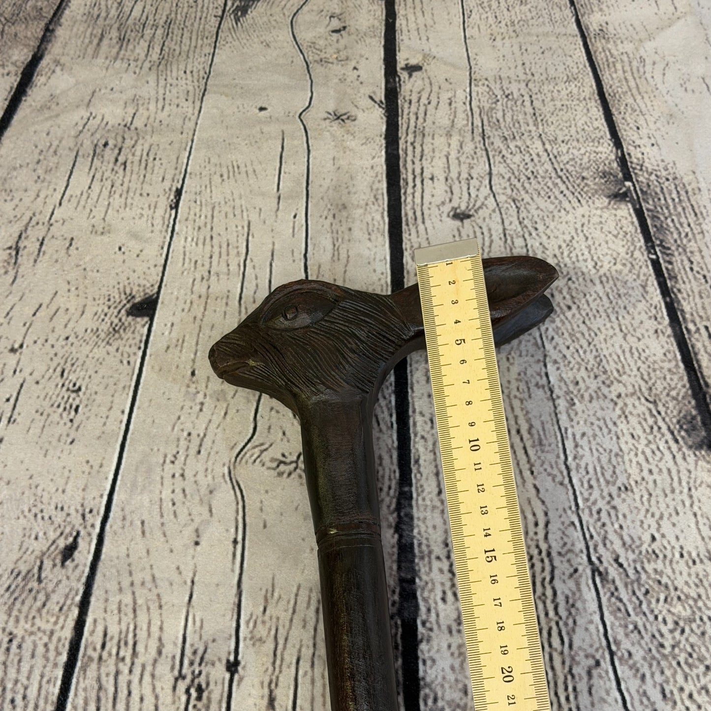 Rabbit Hare Head 90cm Tribal African Walking Stick Cane Hand Carved Dark Wood8