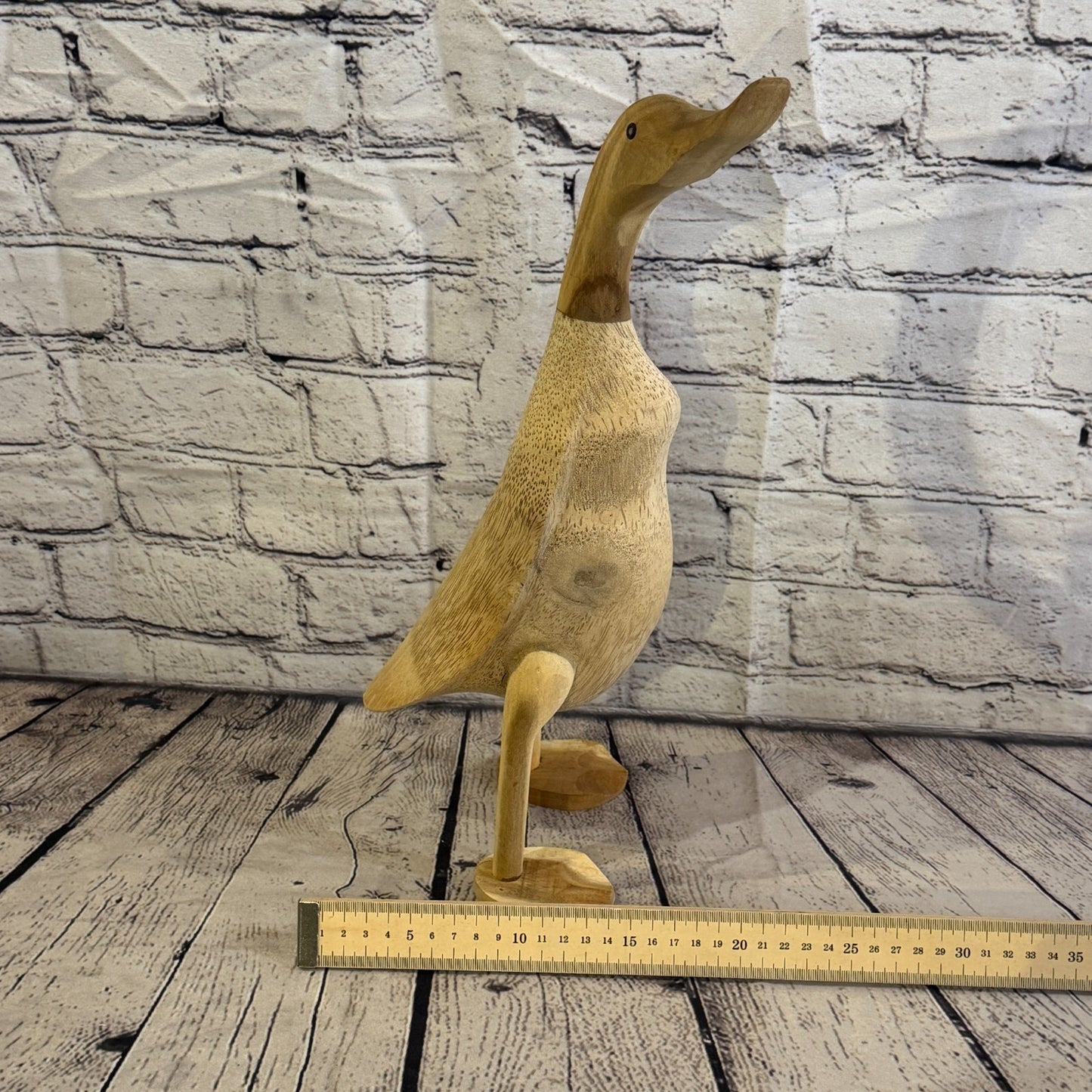 Looking Right 40cm Tall Wooden Smooth Duckling Baby Duck Bamboo Root Fairtrade7