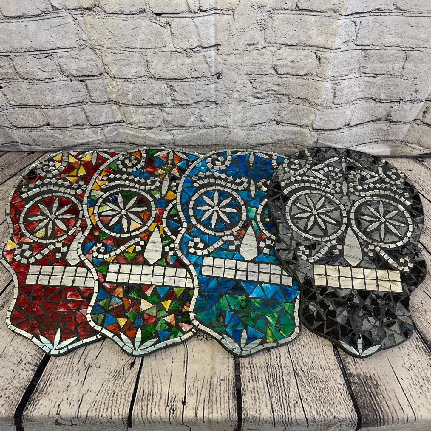 Rainbow Skull Mosaic Tile Wall Mirror 40cm x 28cm 16 Inches Handmade New7