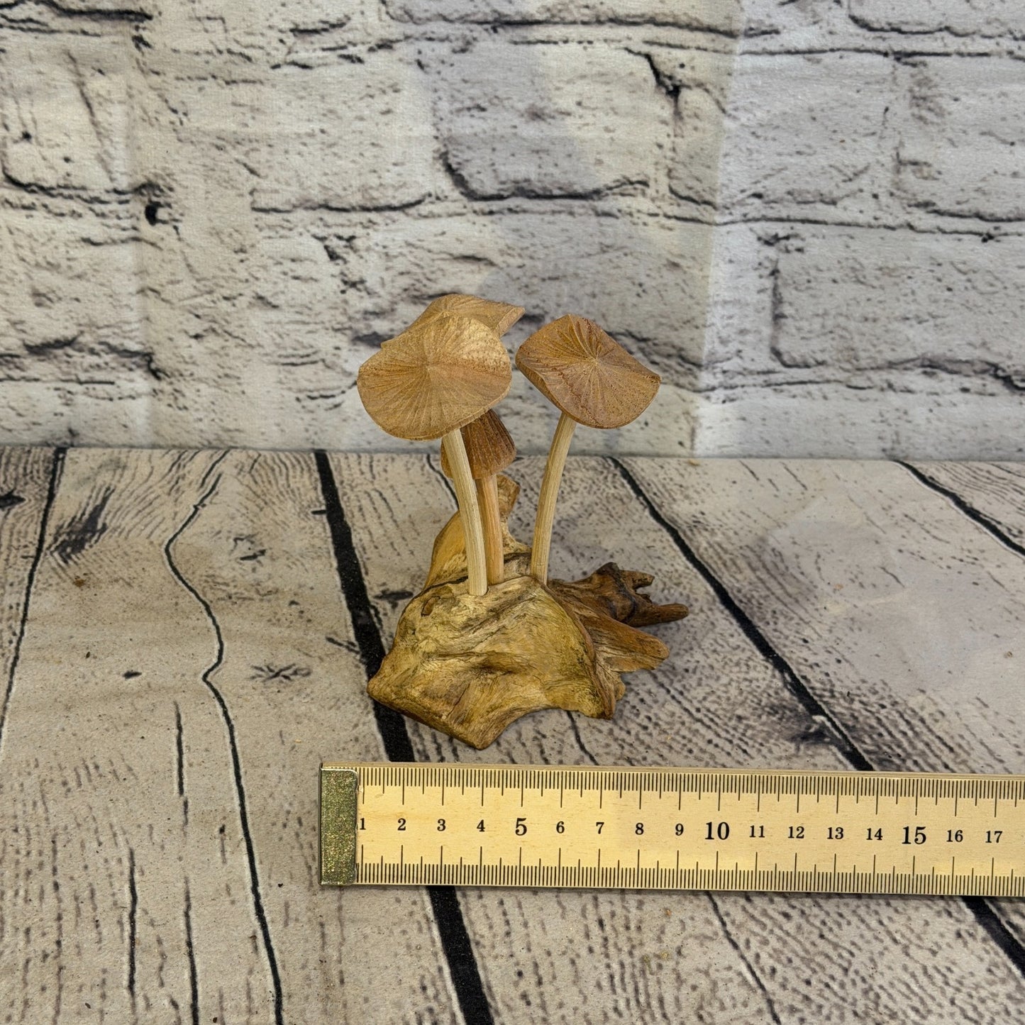 12cm Plain Mushroom Parasite Ornament Natural Carving Fairtrade Wooden7