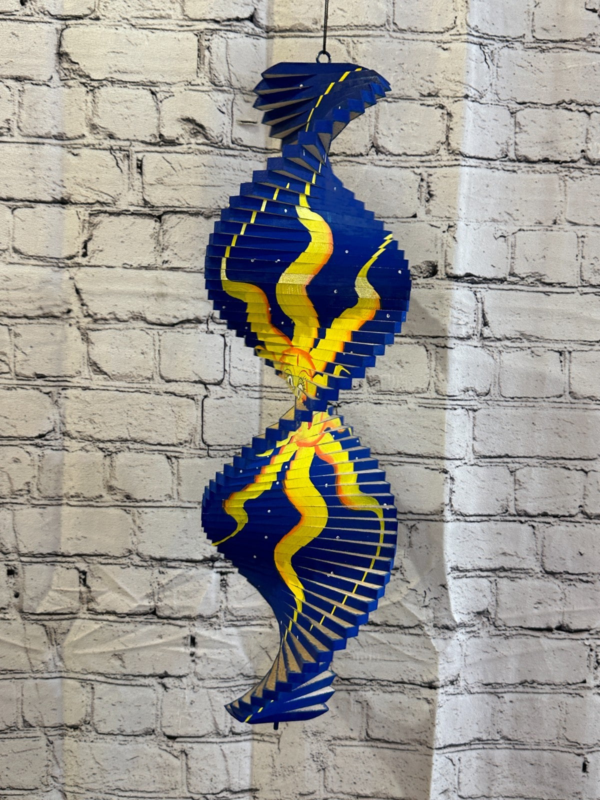 50cm Blue Sun Flowers Wind Spinner Wooden Spiral Mobile Garden Ornament5