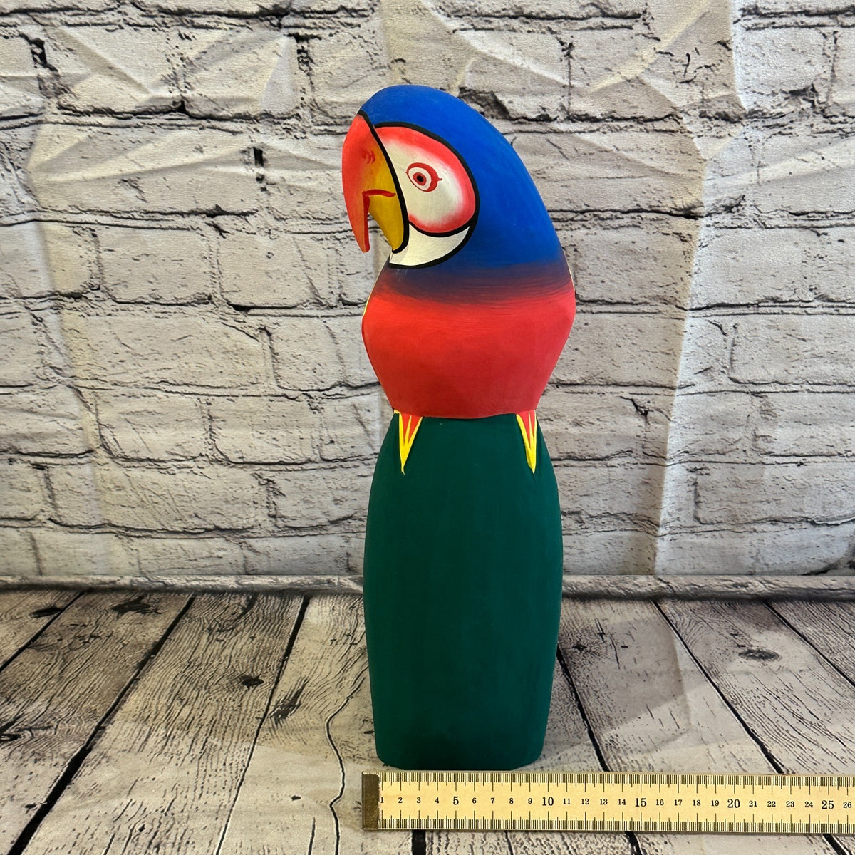 30cm Red Blue Parrot Bird Ornament Statue Fair Trade Hand Made Carved Wood6