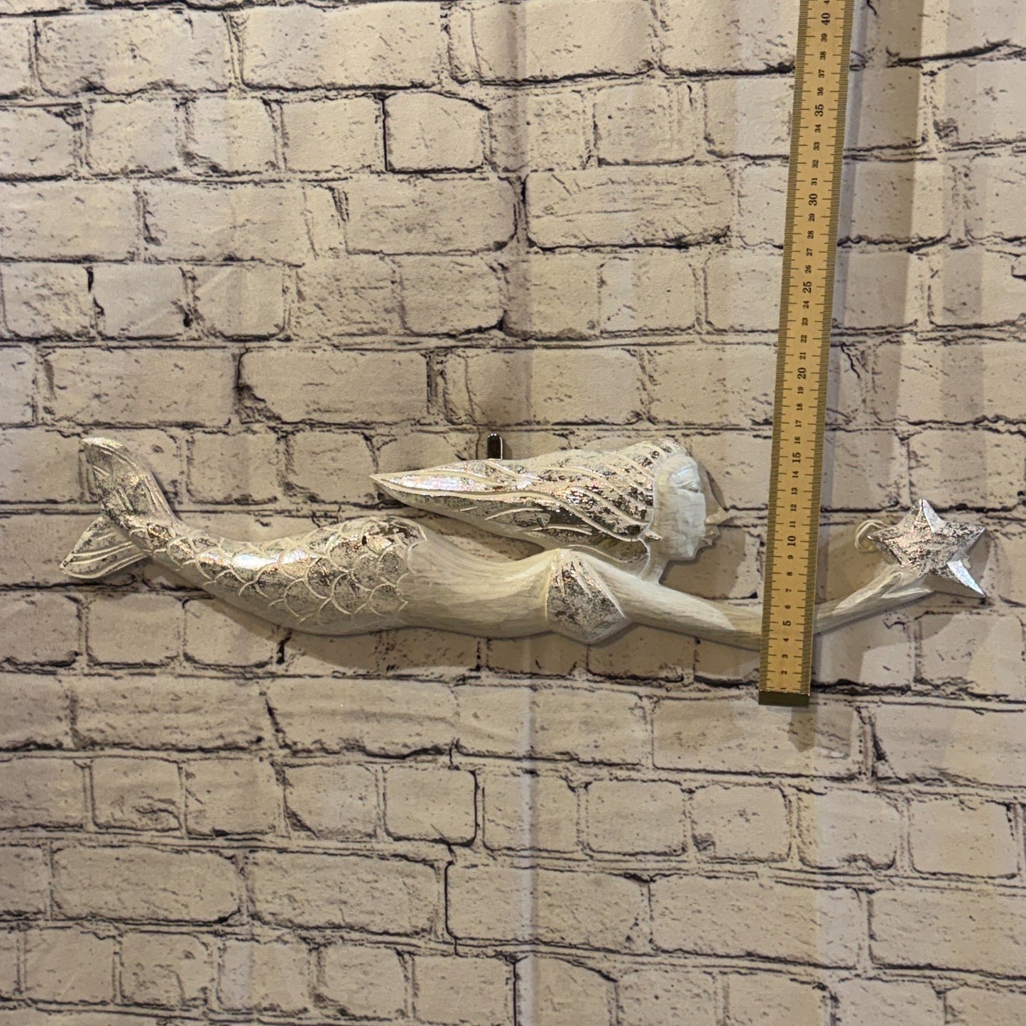 60cm White Wooden Mermaid Wall Decor Beach Art Hanging Mermaid Plaque Nautical4