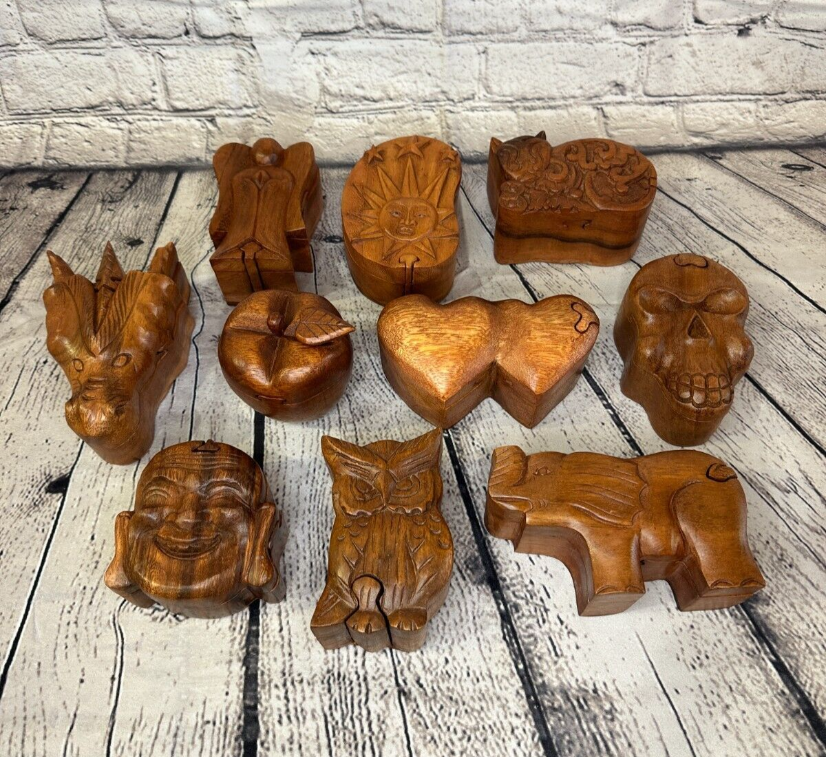 Skull Face Head 4 Bit Wooden Puzzle Box Secret Box Magic Trinket Handmade7