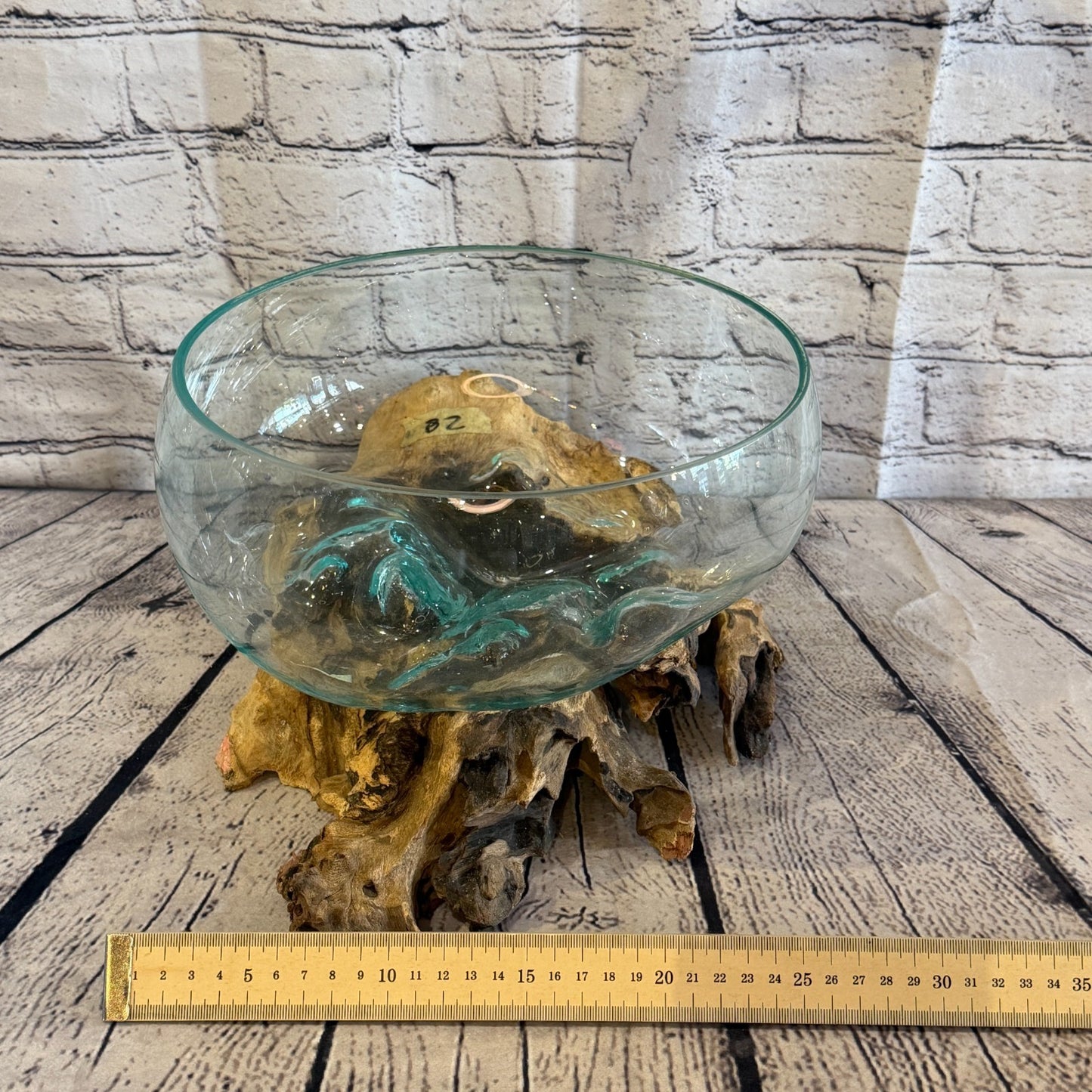 22cm Tall Fruit Bowl Colour Melted Glass Wood Decorative Vase Glass Sculpture6