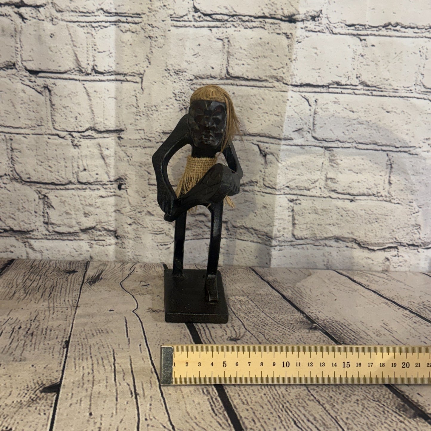 20cm Tennis Playing African Tribal Warrior Man Figure Statue Wood Hand Carved7