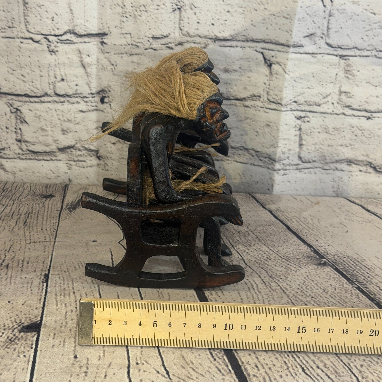 15cm Sitting Couple African Tribal Warrior Man Figure Statue Wood Hand Carved7