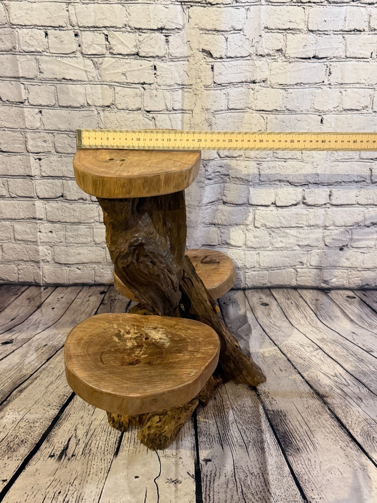 60cm x 60cm Triple Wooden Coffee Root Sculpture Garden Teak Root Ornament Carved7