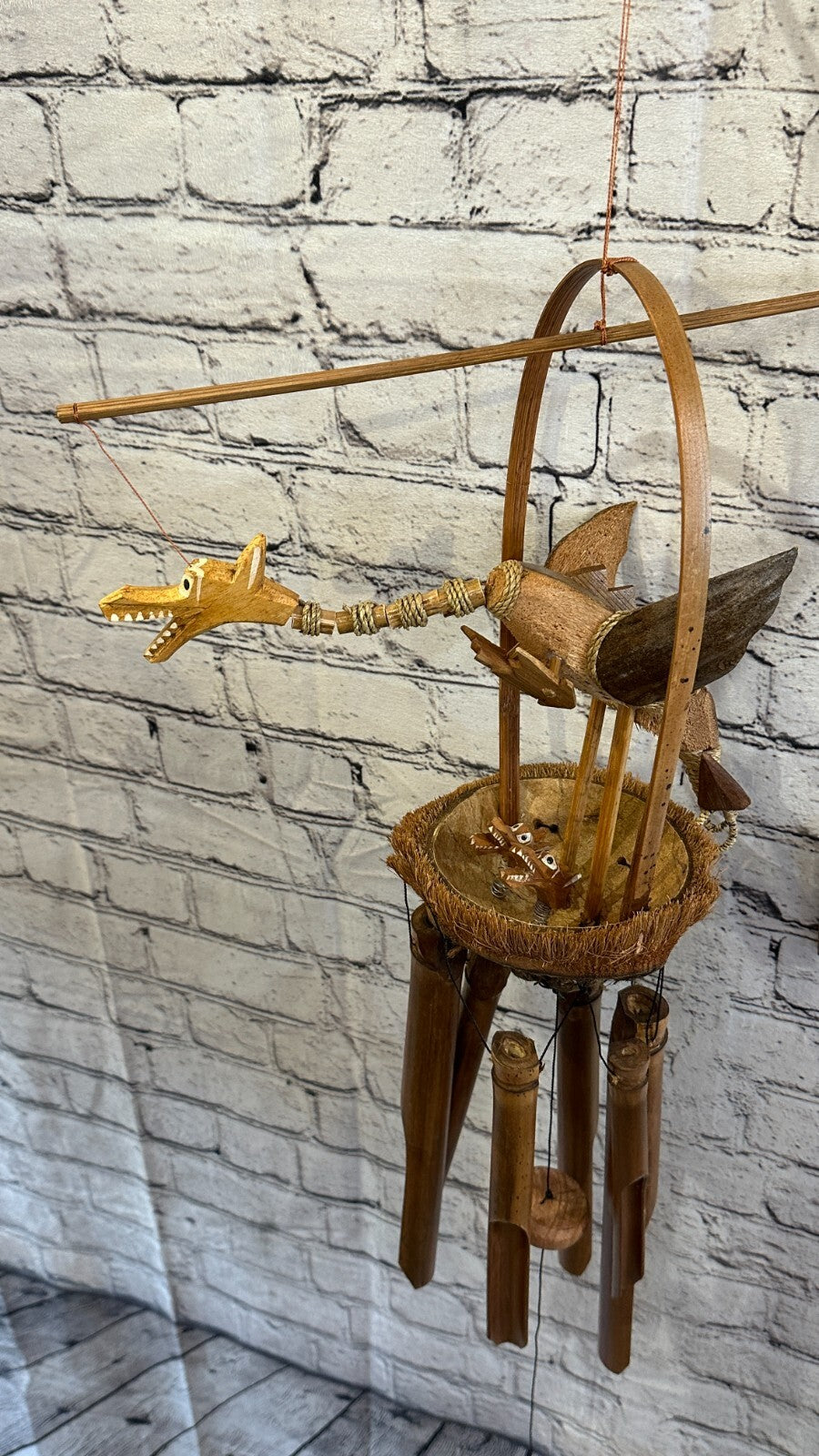 Dragon Nest With Chimes Bamboo Windchime 60cm Garden Gift Summer Handmade Chimes5