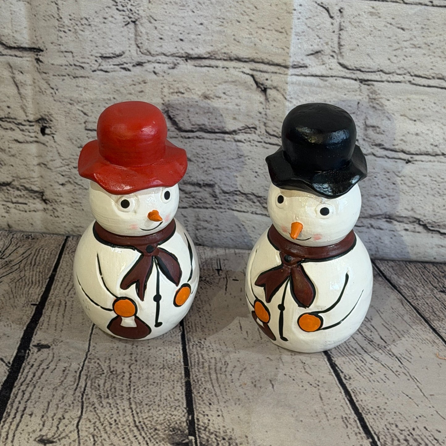 15cm x 10cm Red Top Hat Snowman Handcrafted Wood Xmas Christmas Ornament9