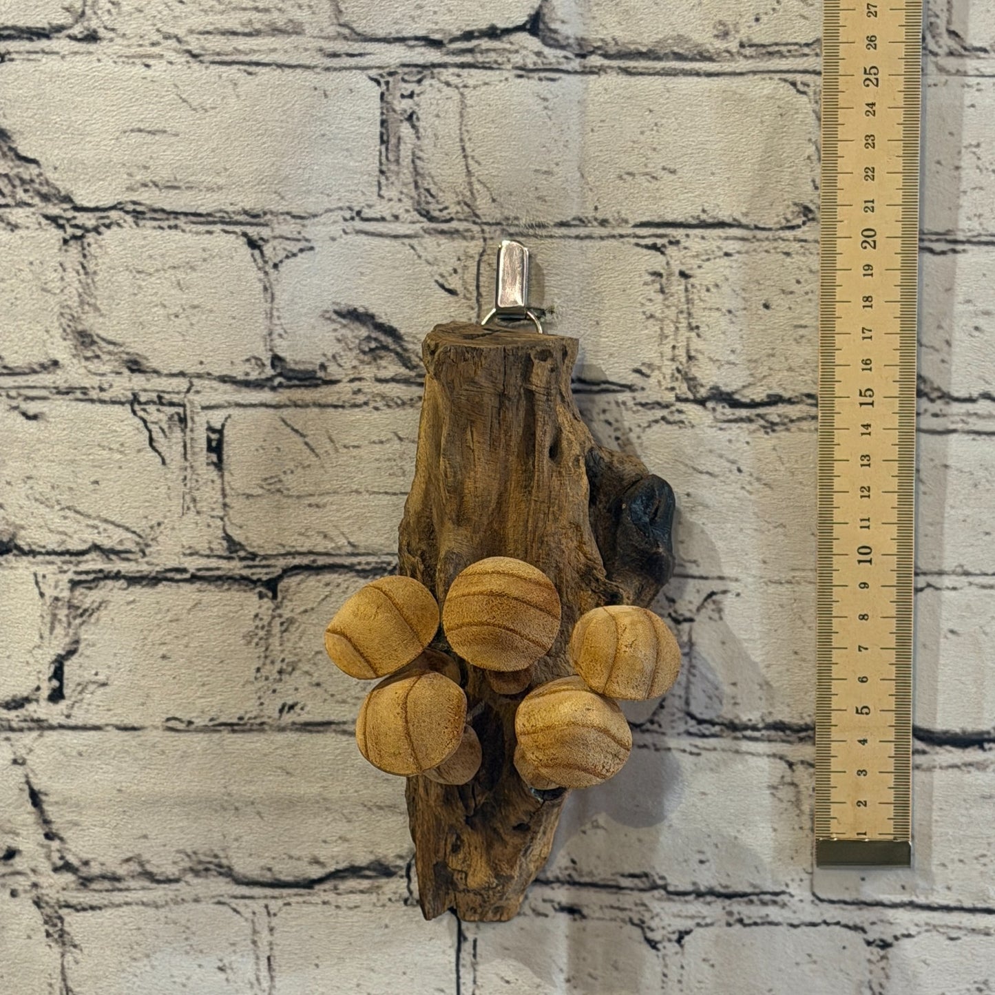 20cm Button Top Wall Art Mushroom Parasite Wood Ornament Natural Carving Wooden7
