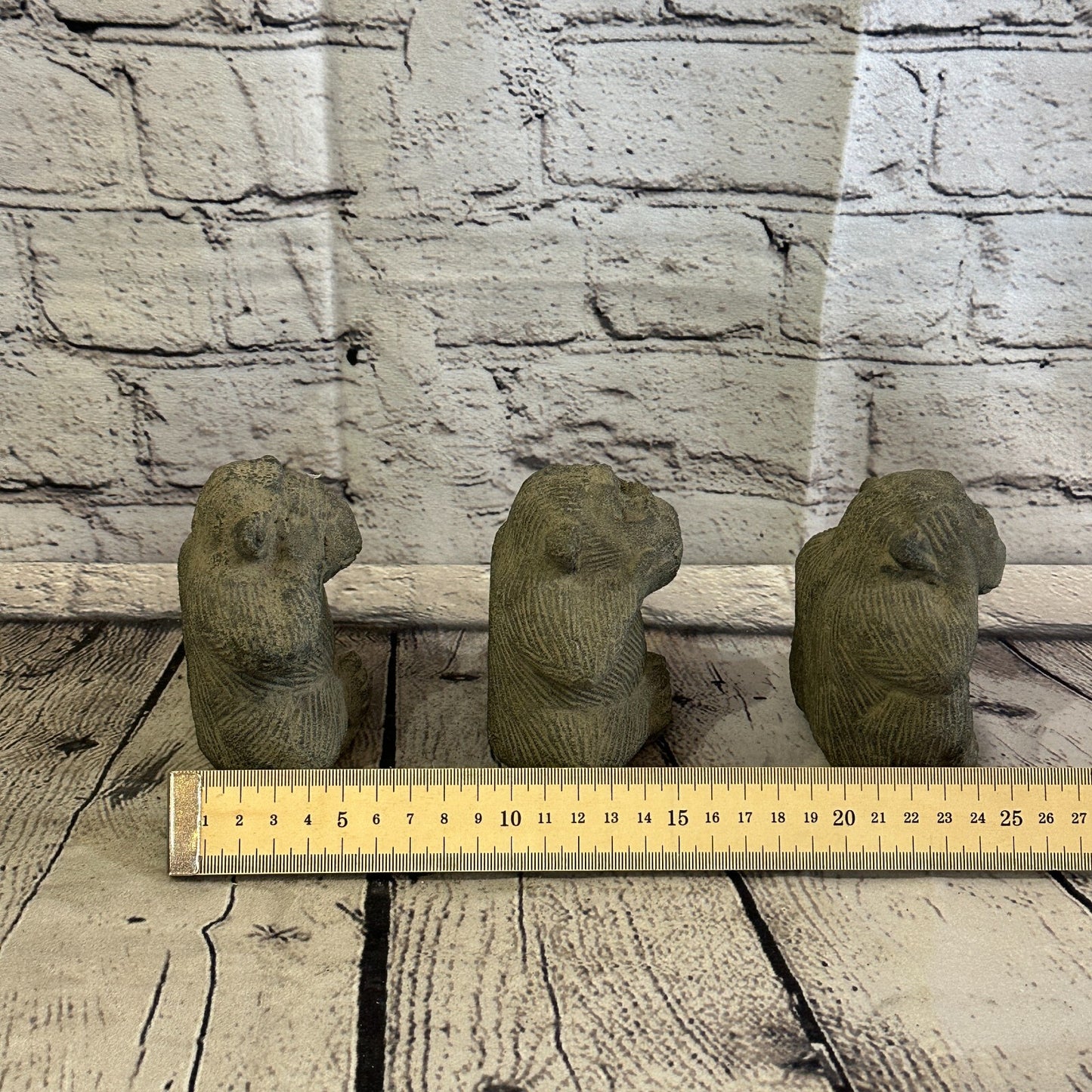 3 Wise Monkeys Set Stone Garden 10cm x 8cm Ornament Outdoor Indoor Statue Hindu8