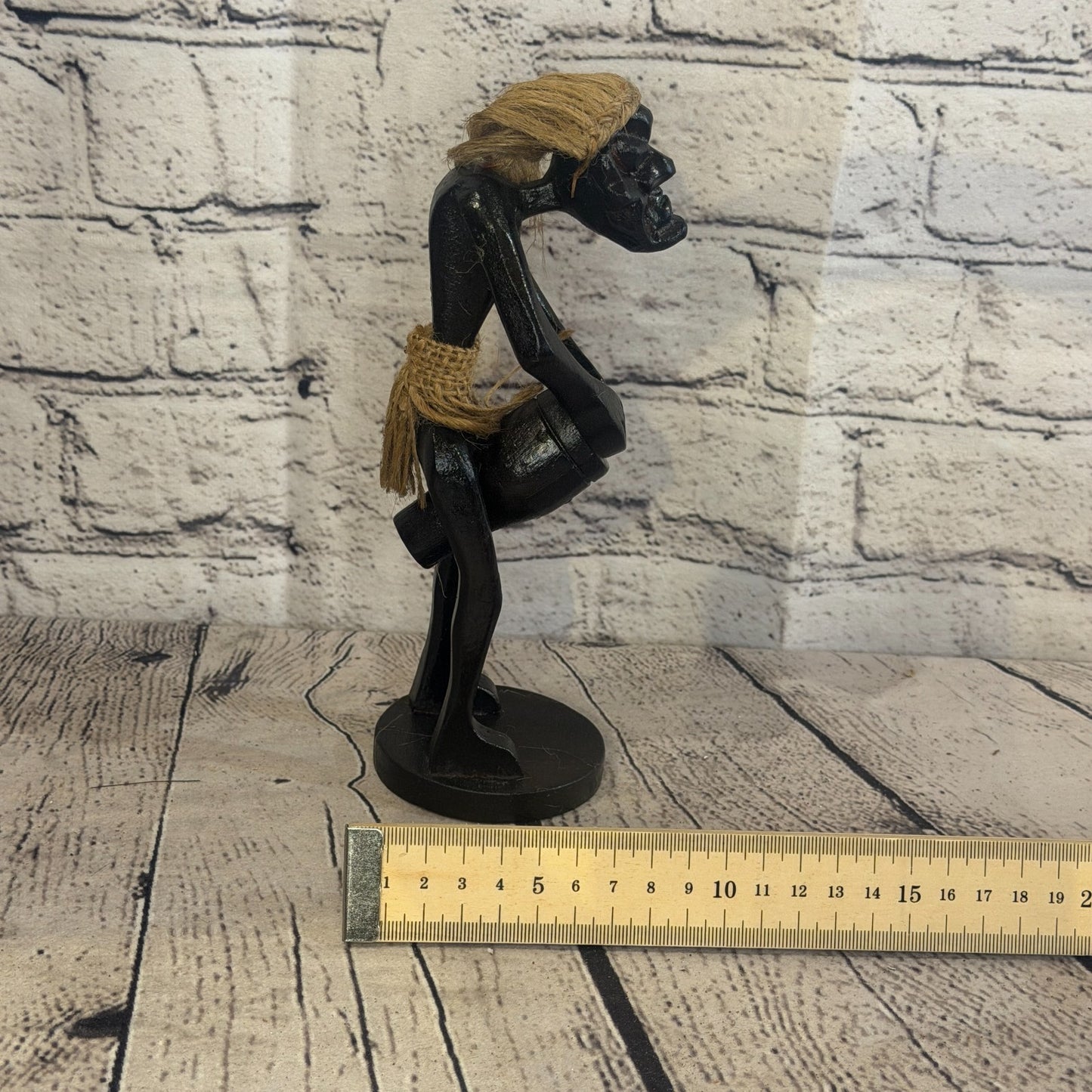 20cm Standing Drummer African Tribal Warrior Man Figure Statue Wood Hand Carved7