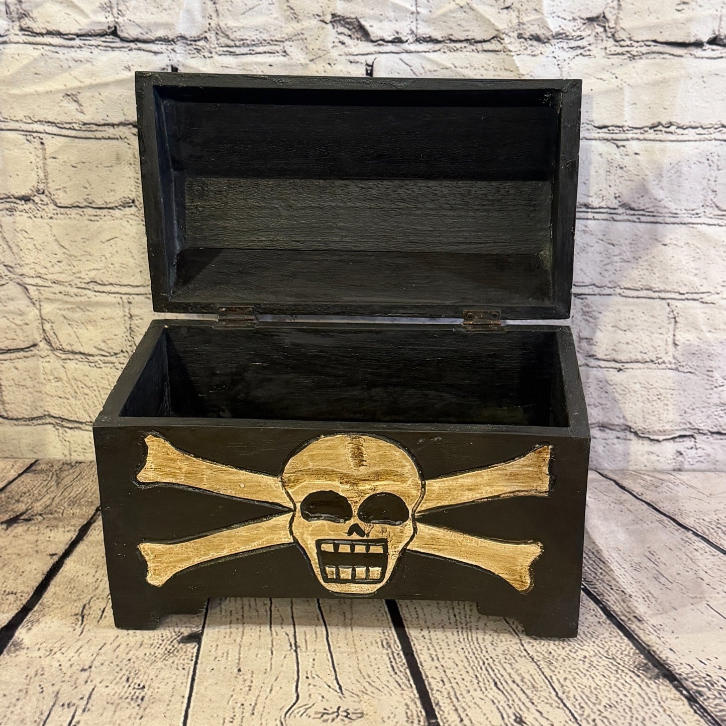 28cm x 22cm x 16cm Wood Gothic Pirate Chest Skull Coffin Jewellery Trinket Box8