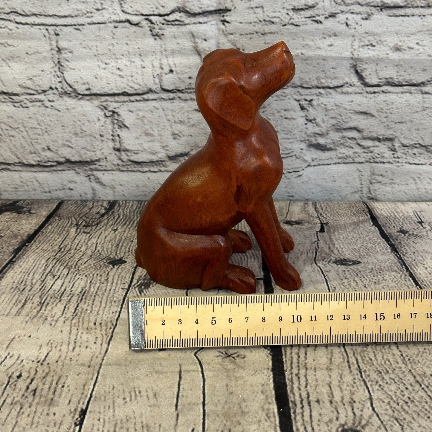 Sitting Dog 16cm Tall Labrador Wooden Shabby Dog Statue Ornament Fair Trade8