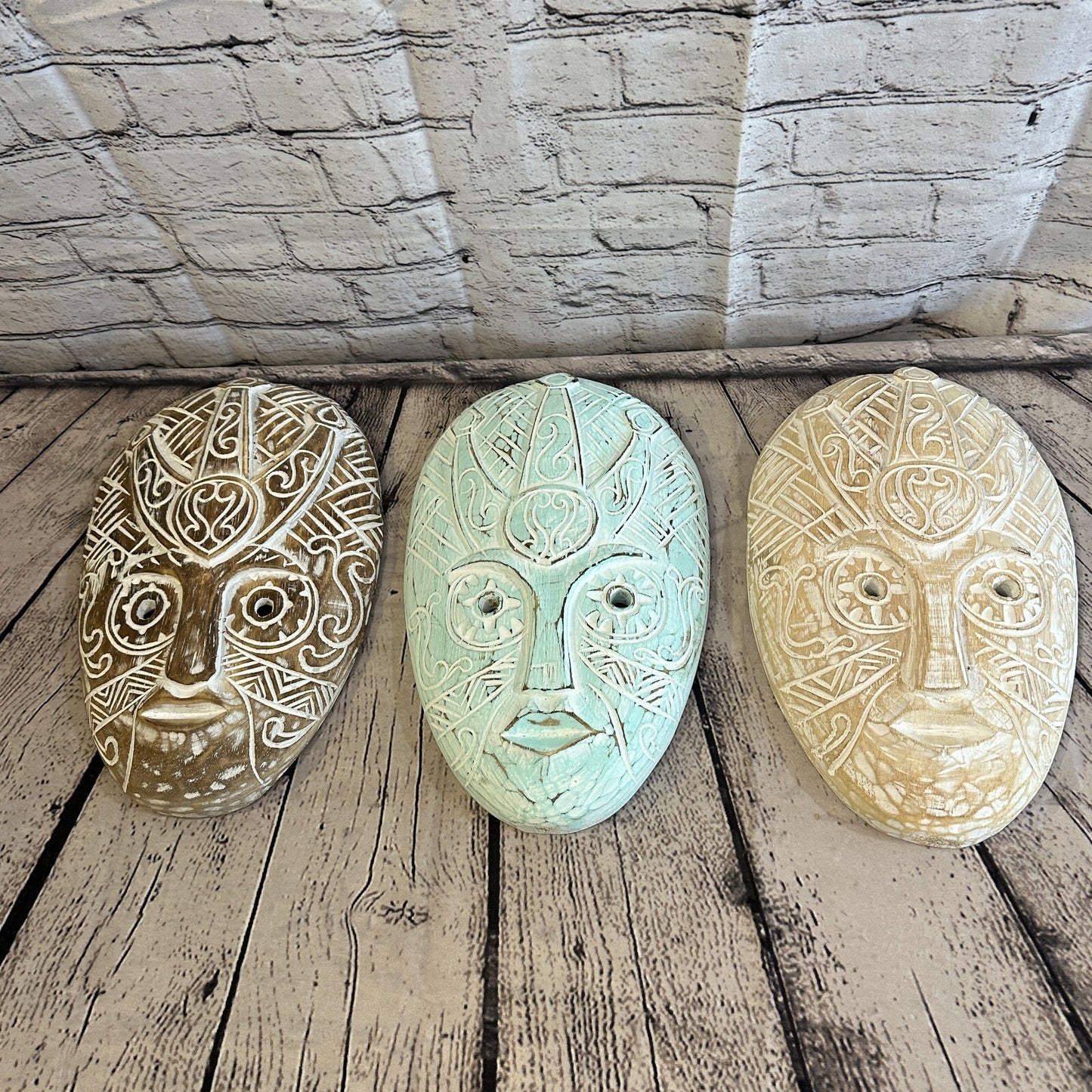 30cm Blue Tiki Style Wall Decoration Celtic Mask Designer Mask Wooden Handmade7