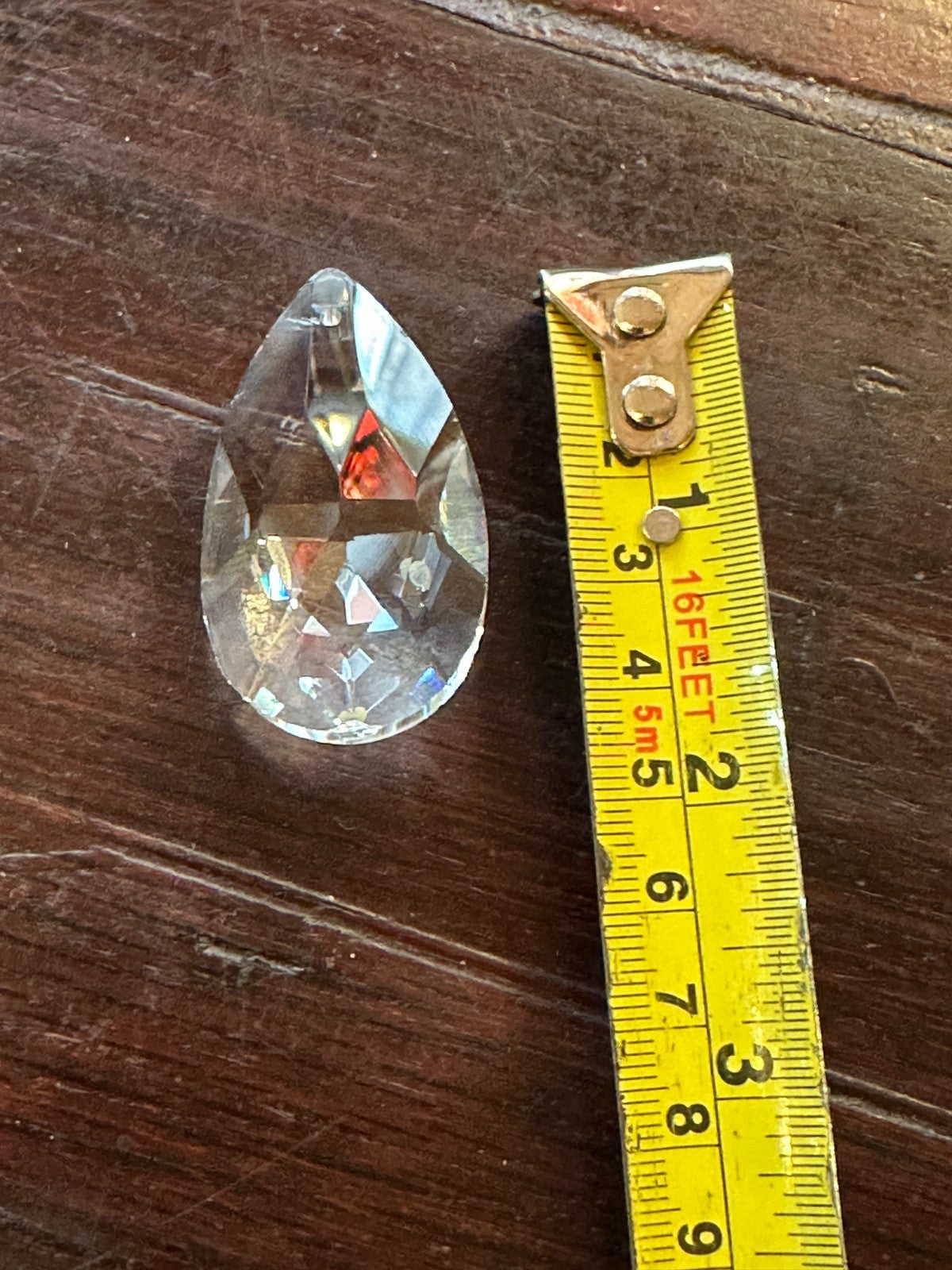 5 Top Hole Crystal Clear Glass Faceted Sun Catcher Drop Pendant 4.5cm x 2.5cm3