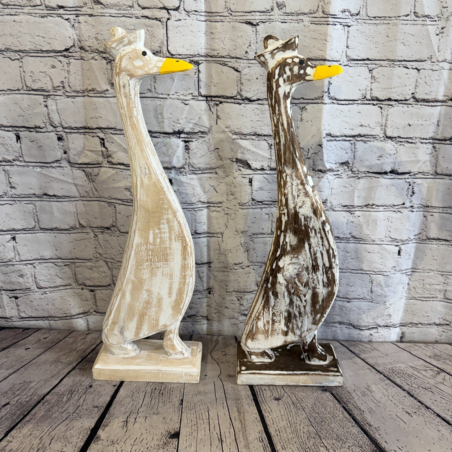 Looking Forward 45cm Tall Wooden White Duckling Baby Duck Shabby Wood Fairtrade9