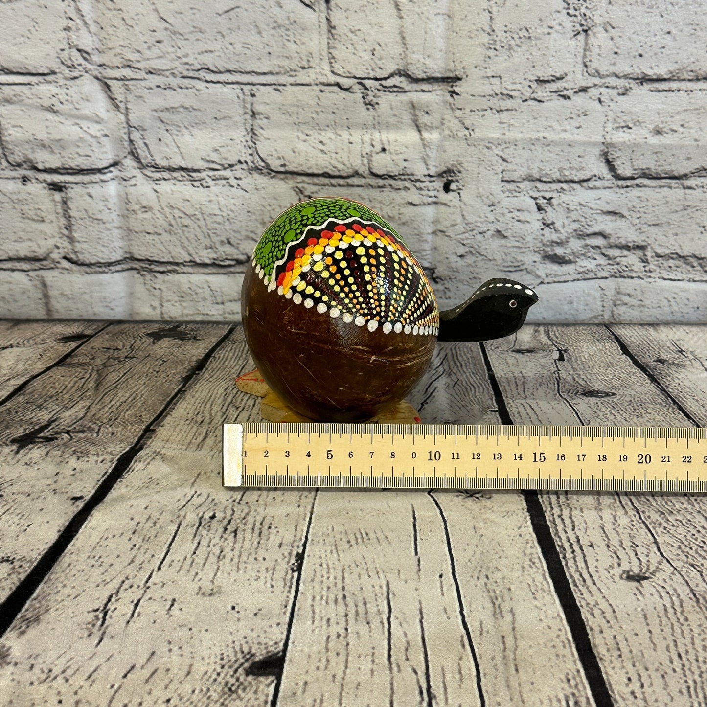 Mixed Painted Full Coconut Shell Wood Turtle Bobble Head Moving Tortoise8