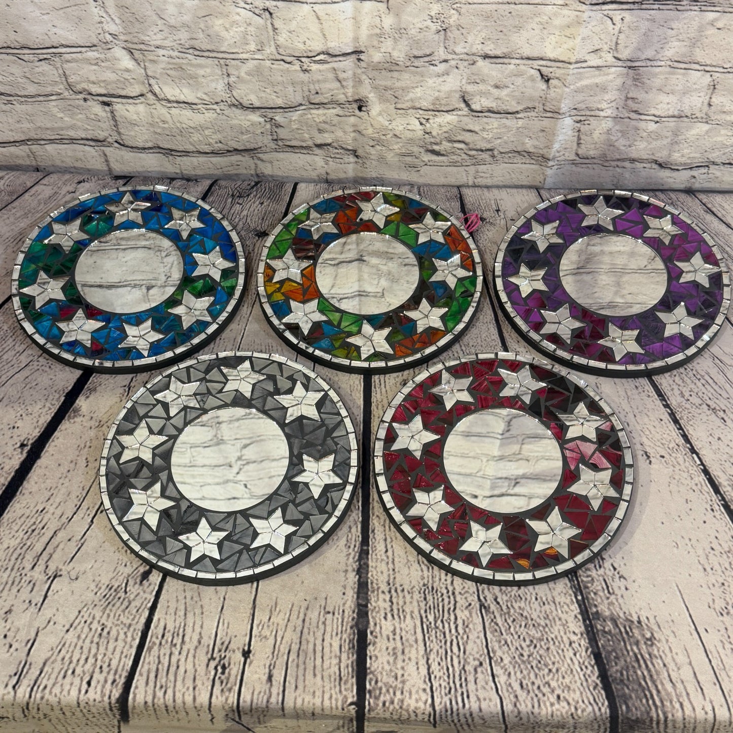 Red Star Black Mosaic Tile Wall Mirror 20cm x 20cm 8 Inches Handmade6