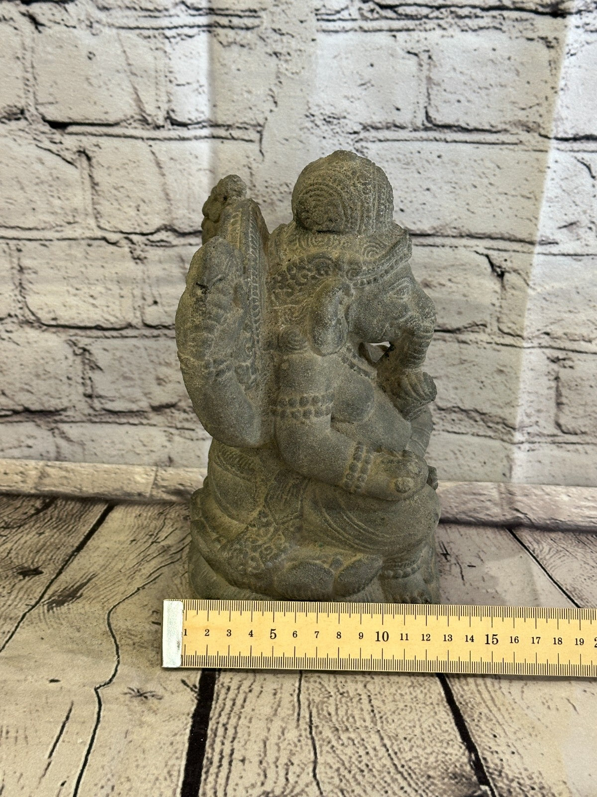 Small Ganahsa Stone Garden 20cm x 15cm Ornament Outdoor Indoor Statue Hindu9