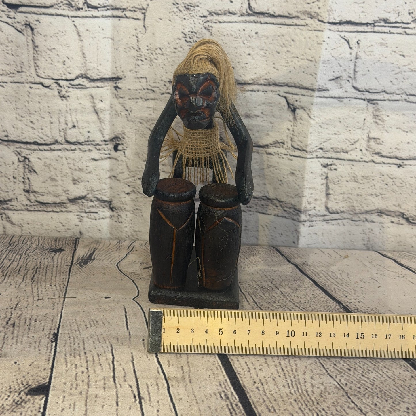 20cm Standing Bongo African Tribal Warrior Man Figure Statue Wood Hand Carved7