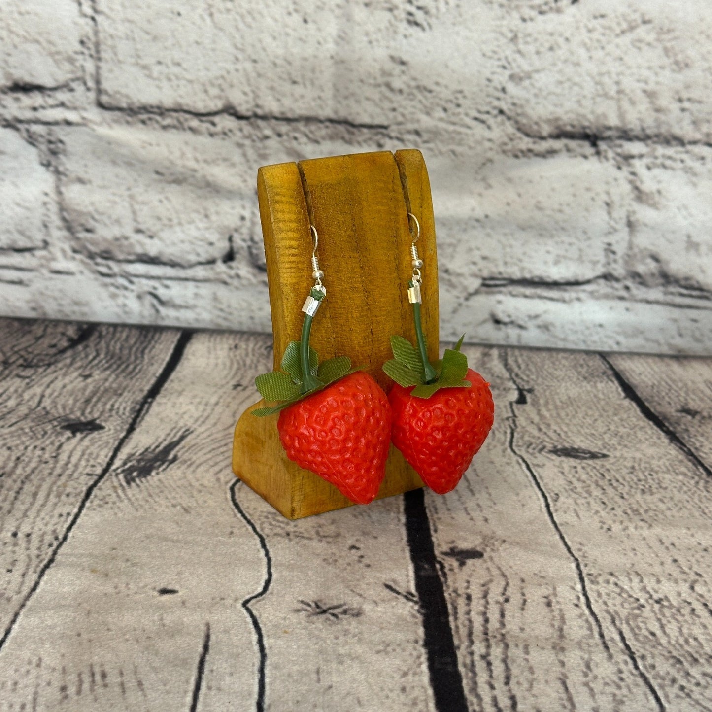 Strawberry Plastic Novelty Party Dangle Drop Earrings Handmade UK Jewellery2