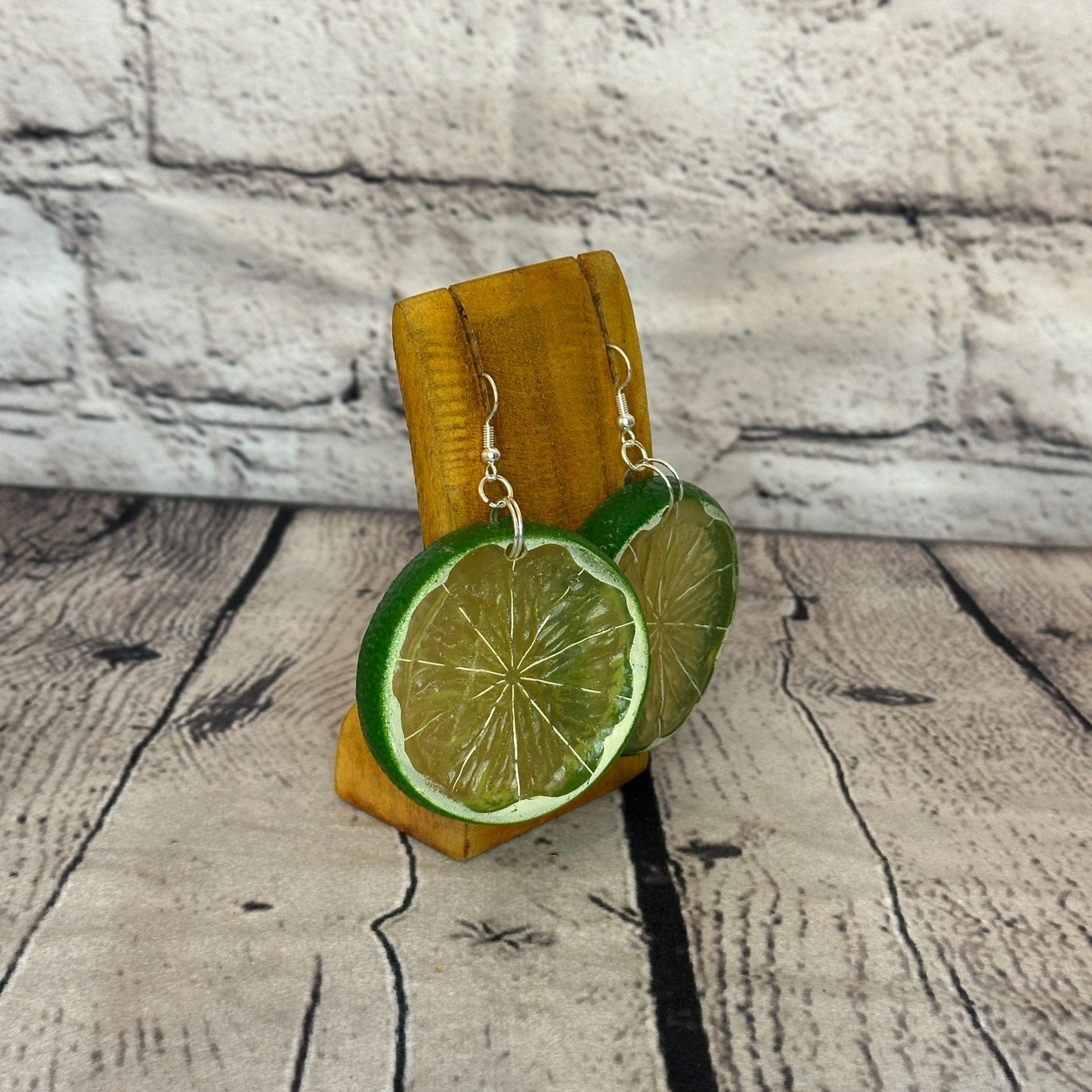 Lime Slices Plastic Novelty Party Dangle Drop Earrings Handmade UK Jewellery2