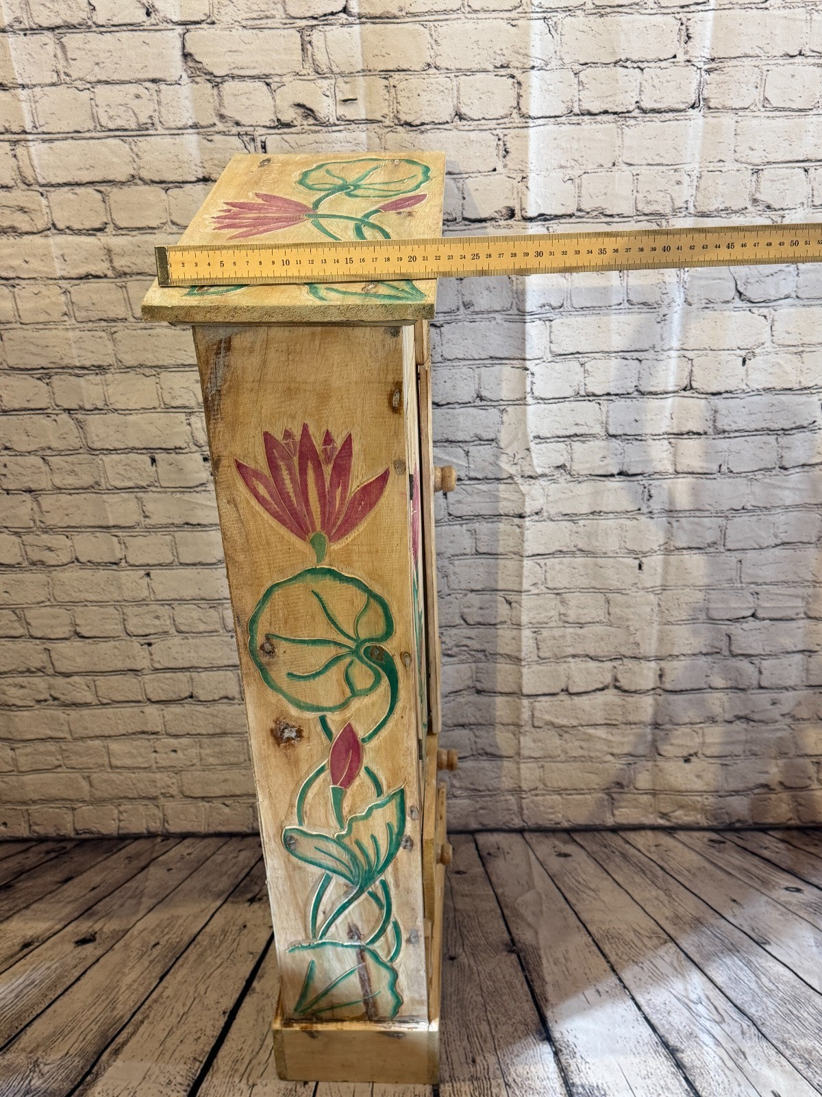 100cm x 45cm Flower 2 Door Pillar Wooden Side Cabinet Living Storage Furniture8