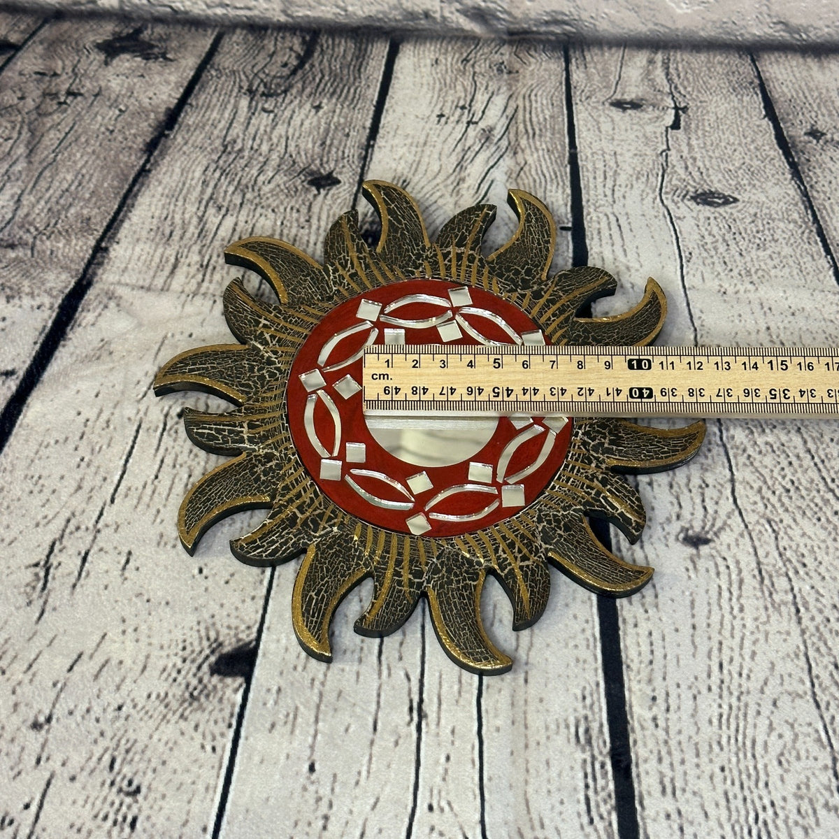 Gold Burst Sun Mosaic Tile Wall Mirror 20cm x 20cm 8 Inches Handmade Fairtrade6