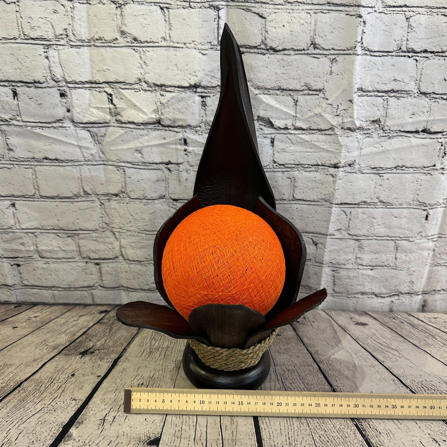 Orange Brown Leaf Natural 45cm Tall Leaf Lamp Twist LED UK Mains Plug Design 75