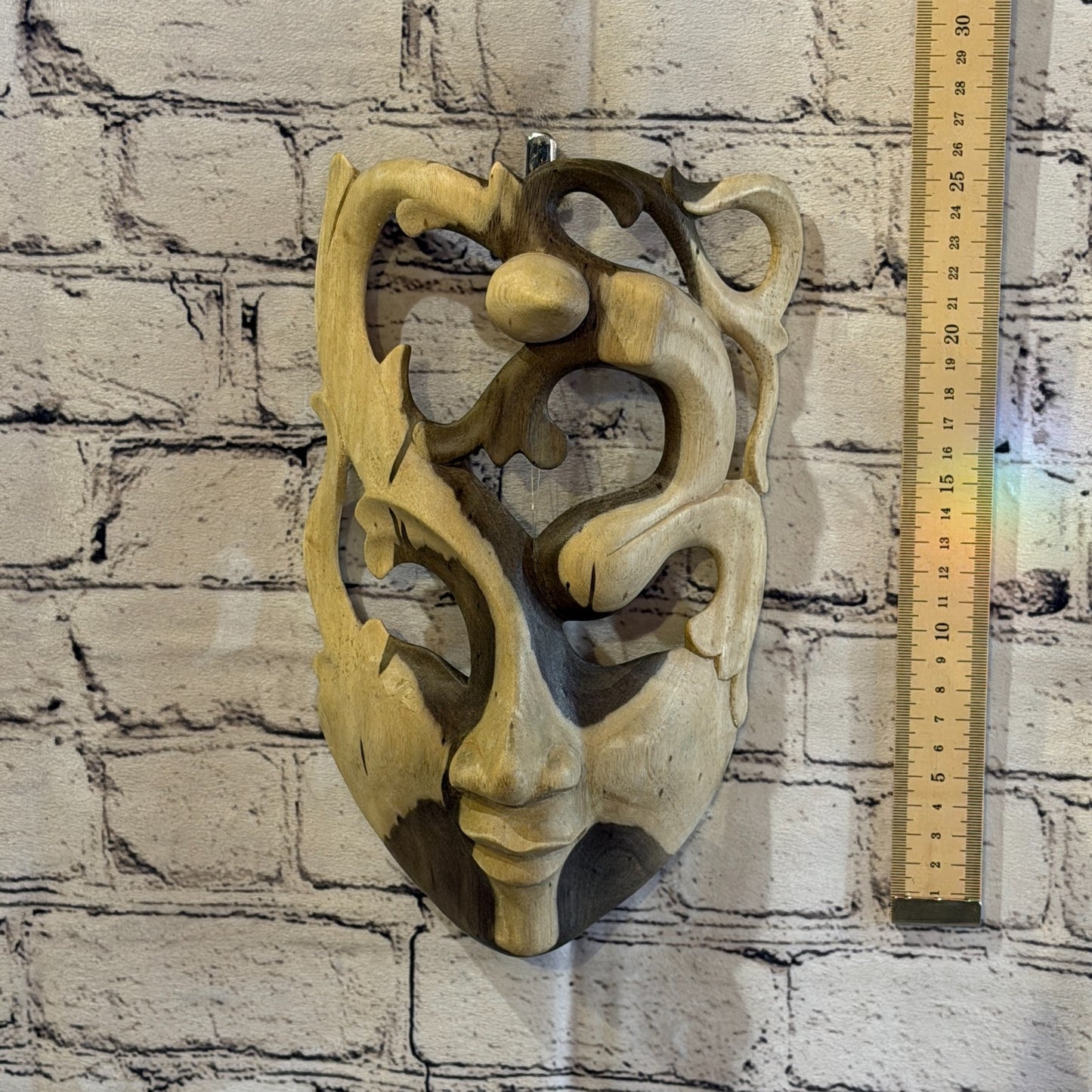25cm Wooden Soulmate Mask Wall Art Hibiscus Wood Hand Carved Fair Trade Design 84