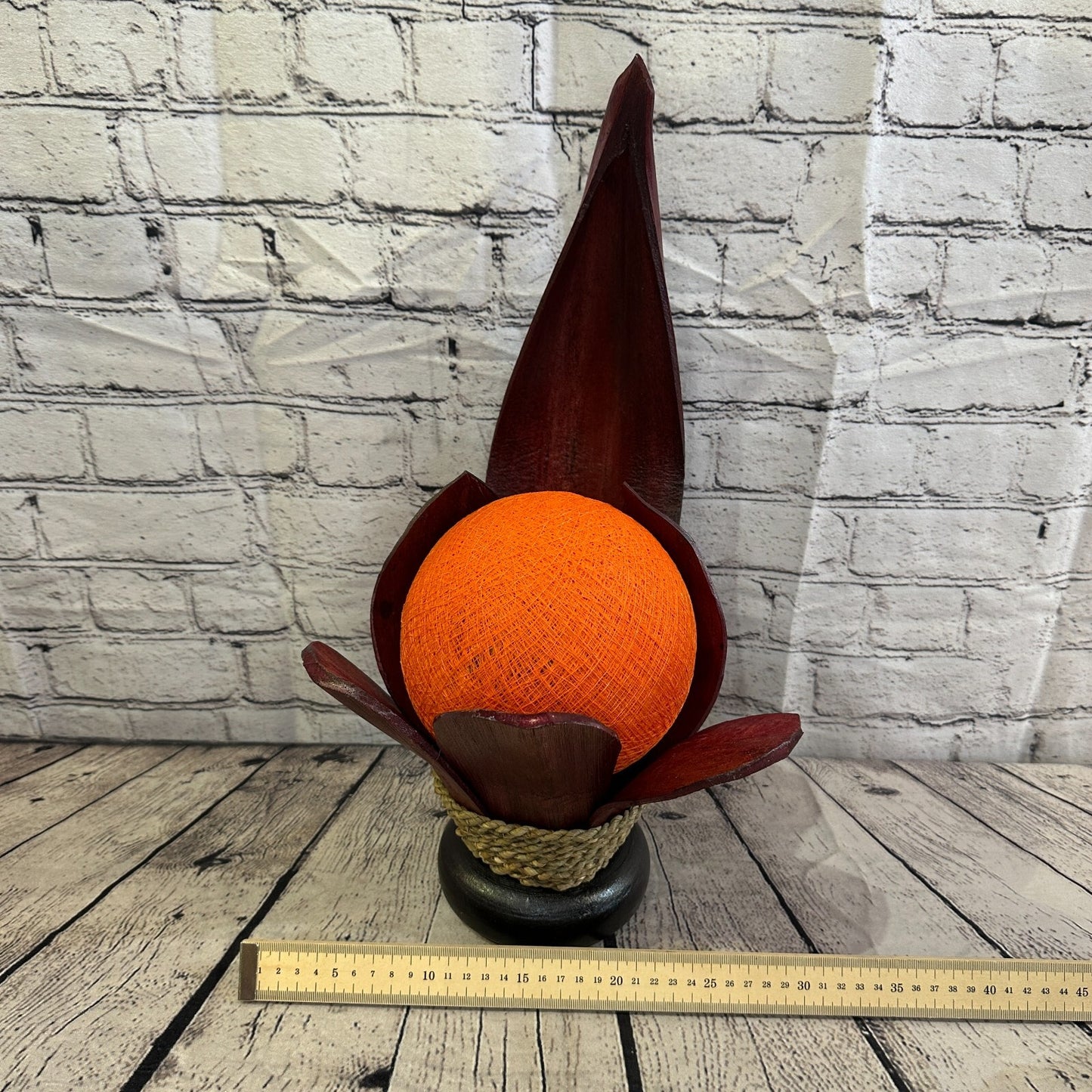 Orange Red Leaf Natural 45cm Tall Leaf Lamp Twist LED UK Mains Plug Design 75