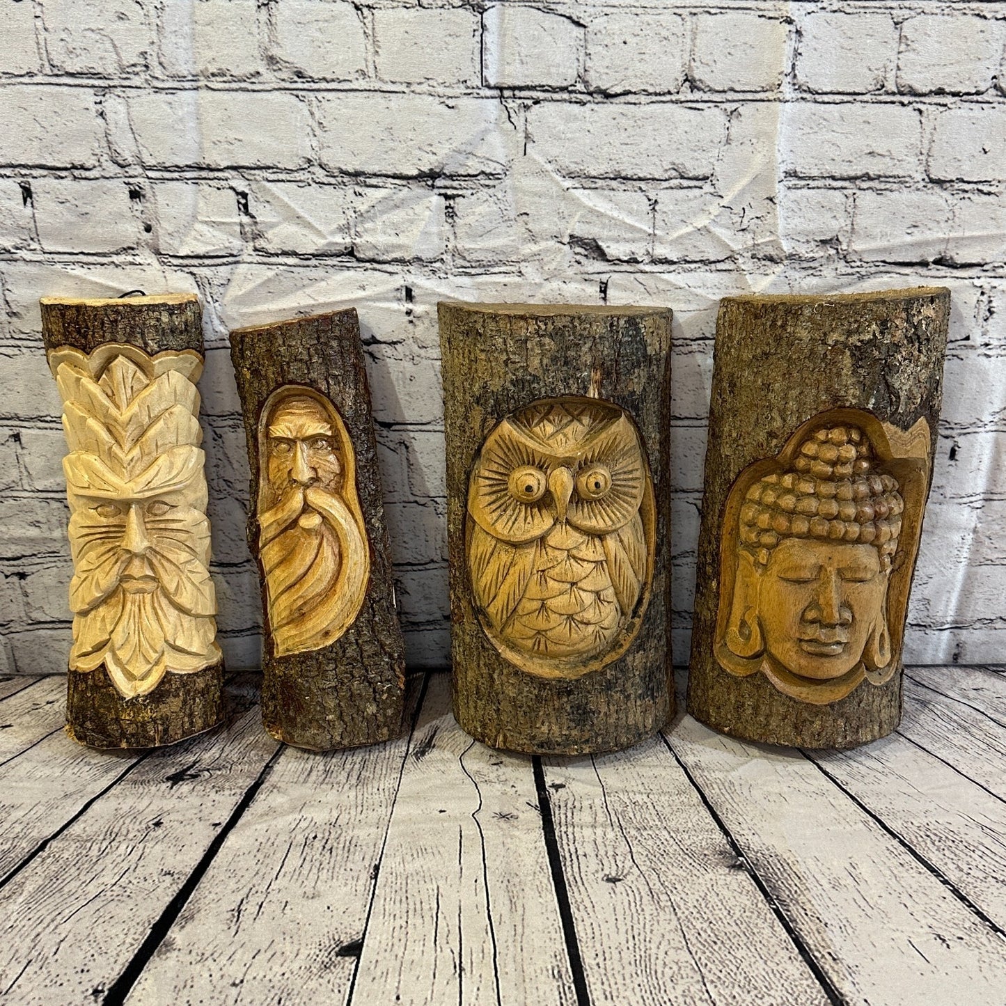 Buddha Head Of The Woods 20cm Hand Carved Wizard Tree Trunk Wood Fairtrade5