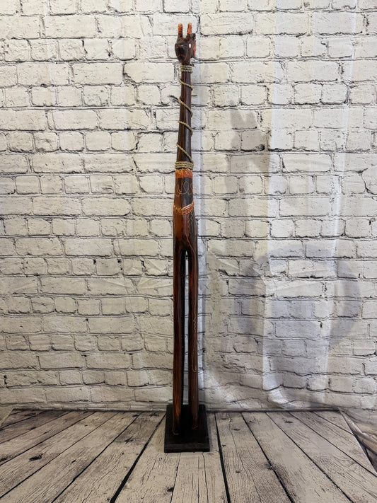 100cm Brown Wooden Giraffe Standing Single Carved Solid Wood Giraffe Handmade1