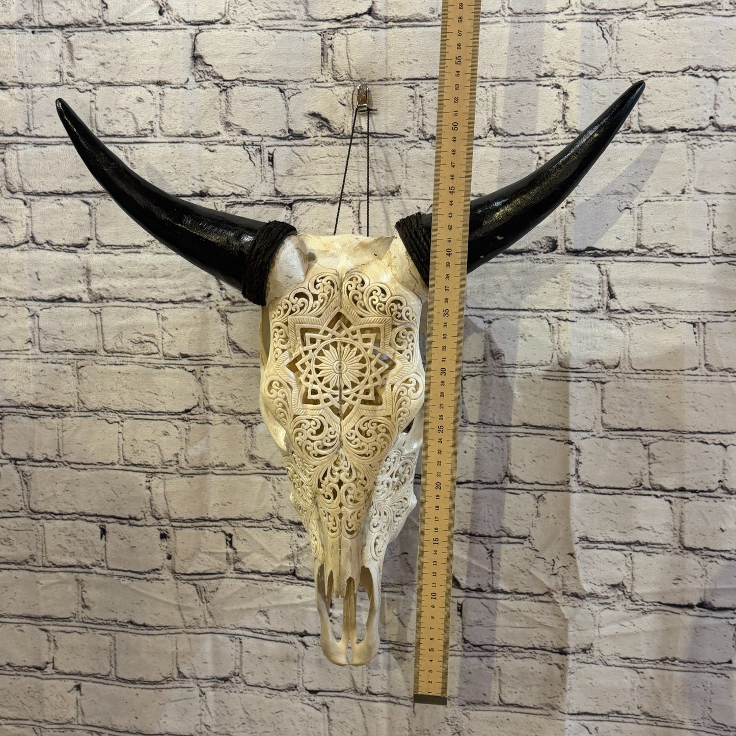 50cm Carved Buffalo Ram Wild Replica Skulls Wall Hanging Carved Design 35