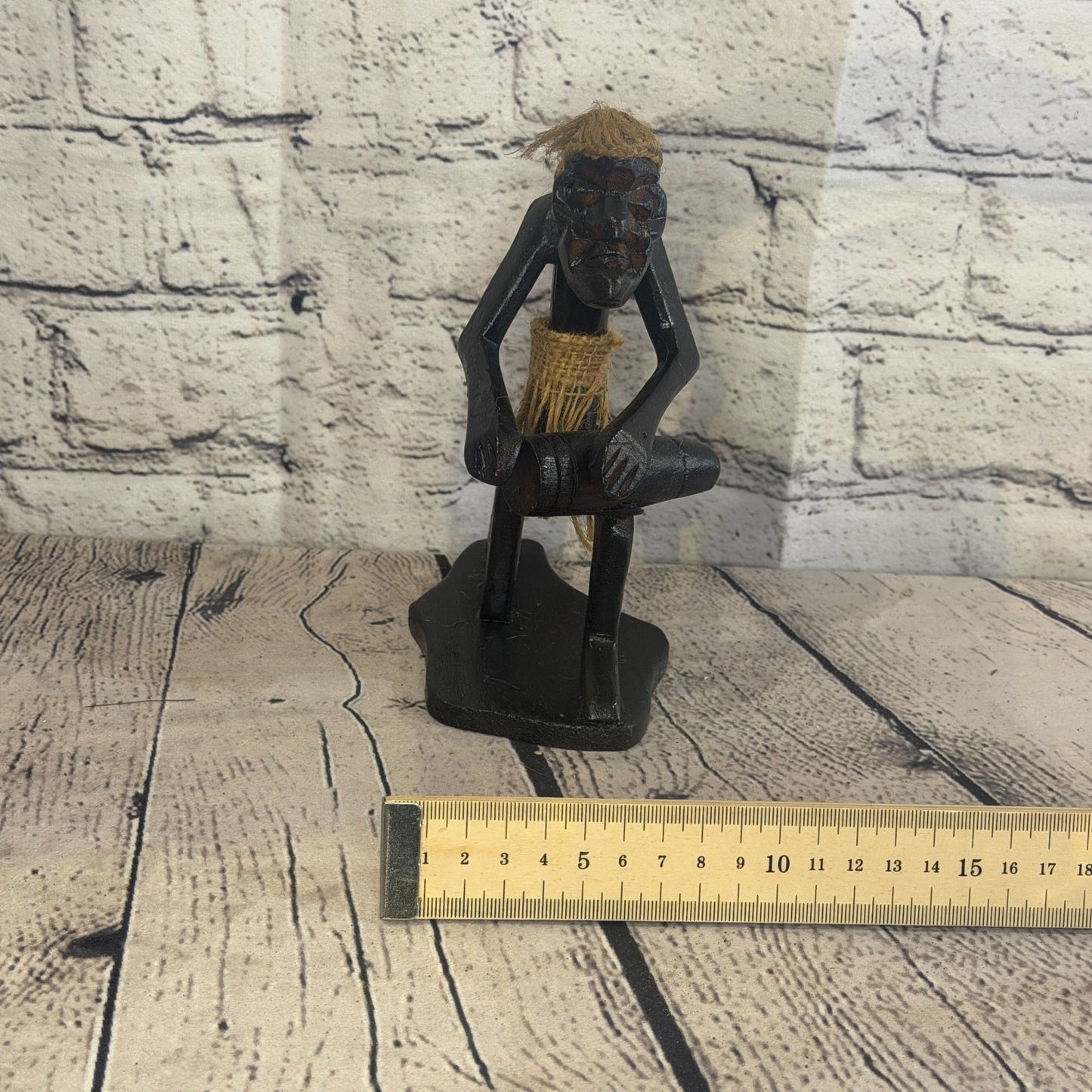 15cm Kneeling Bongo African Tribal Warrior Man Figure Statue Wood Hand Carved7