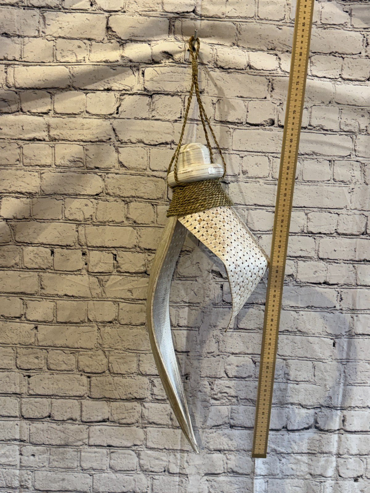 65cm x 25cm White Leaf Rattan Ceiling Pendant Light Shade Lampshade LED Bulb4