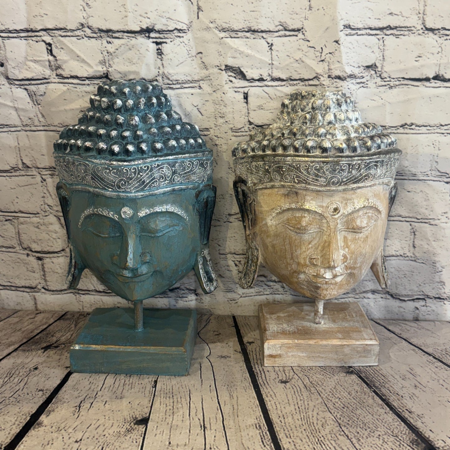 35cm x 25cm Brown Head Buddha Ornament Sculpture Statue Buddhas Hand Carved Wood8